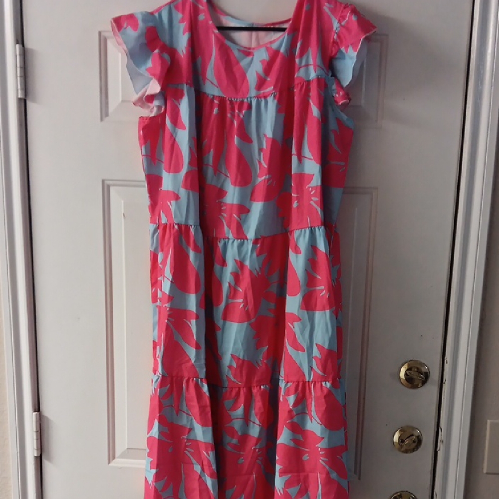 Vibrant Pink and Blue Floral Dress